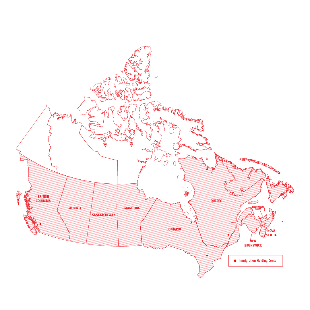 Map of Canada detention centers