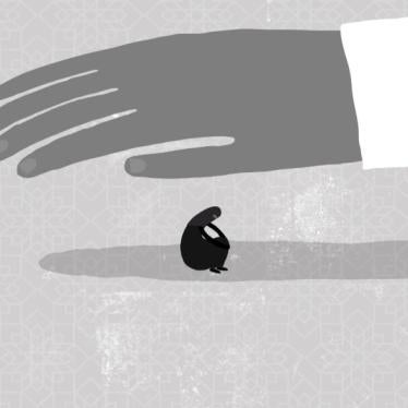 Illustration of a woman sitting under the shadow of a big hand